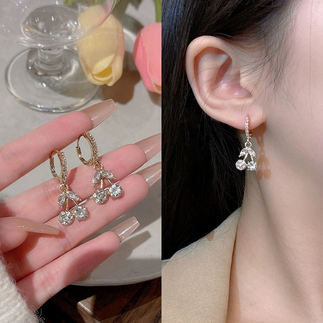 Gilded Cherry Glint Drop Earrings