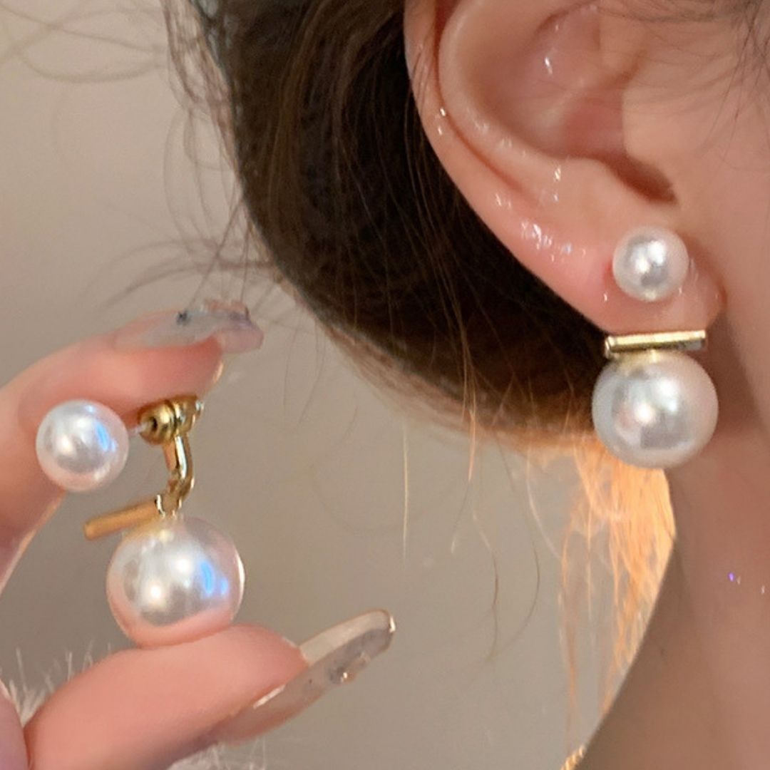 Golden Bar Pearl Drops Earrings