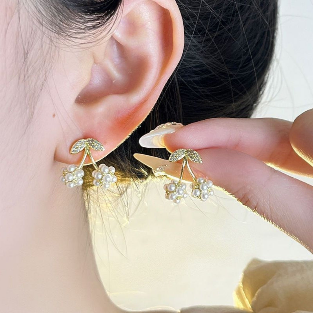 Golden Cherry Pearl Earrings
