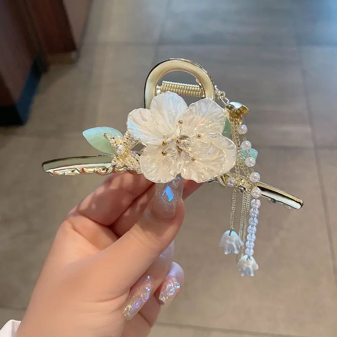 Flower Tassel Hair Claw Clip