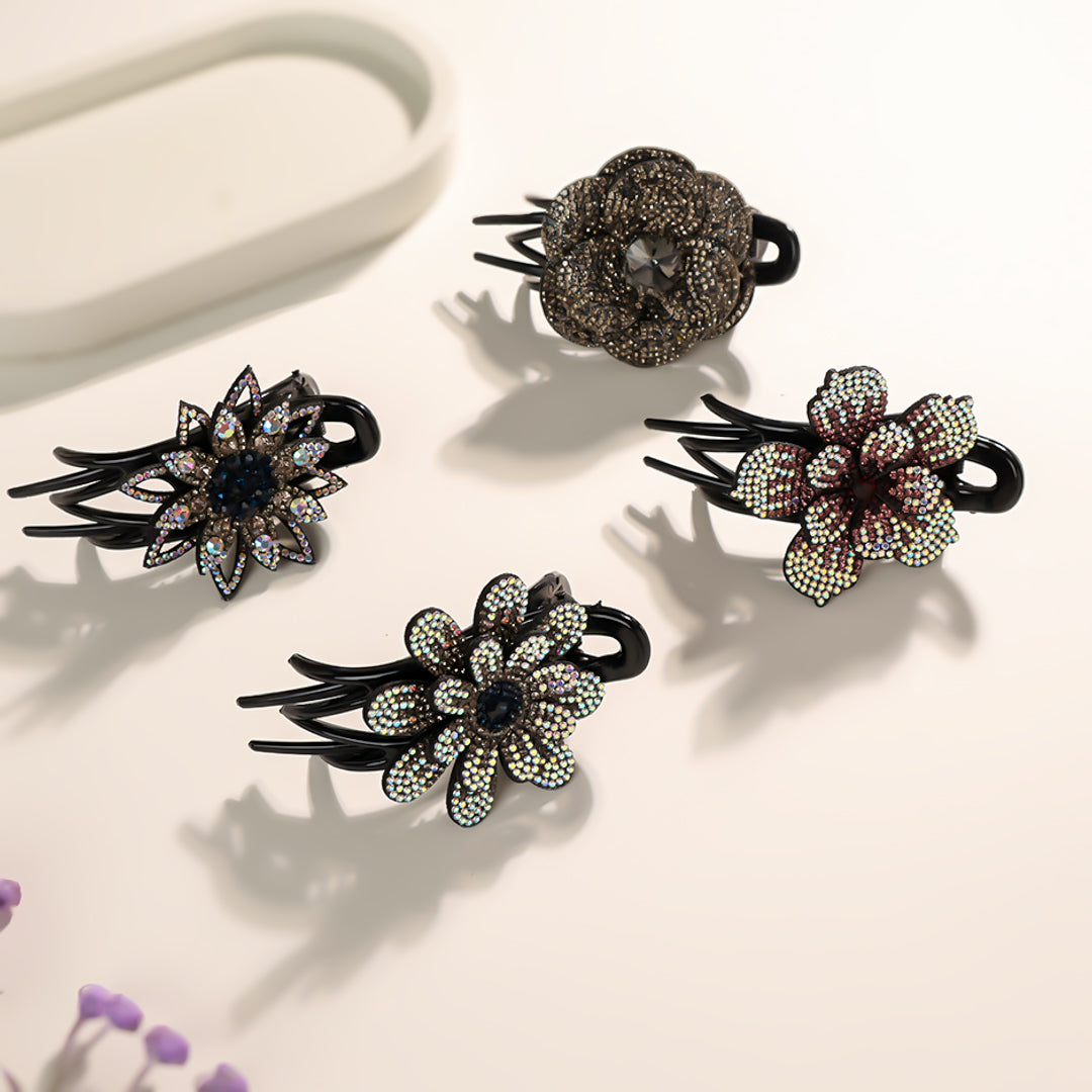 Rhinestone Floral Hair Clip (Random pack of 1)