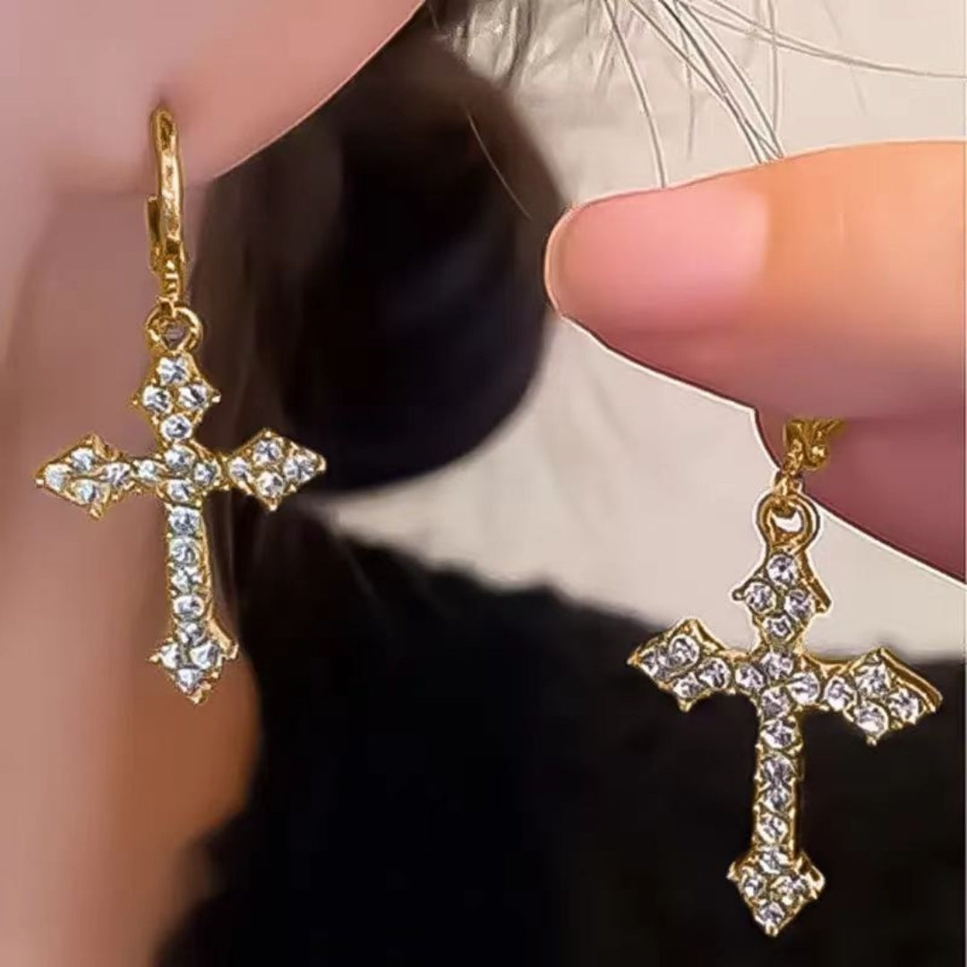 Divine Radiance Cross Earrings