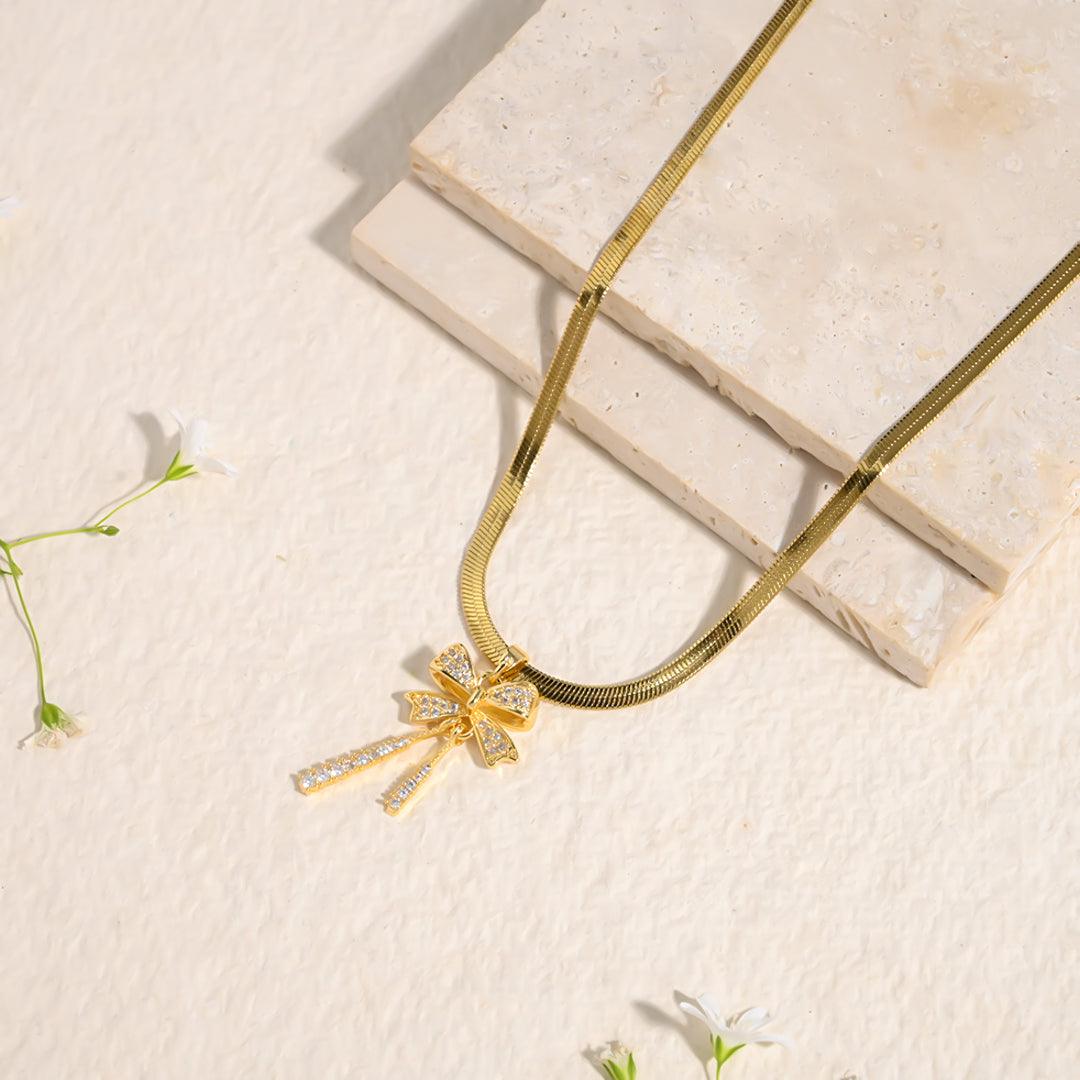 Golden Bow Statement Neckpiece