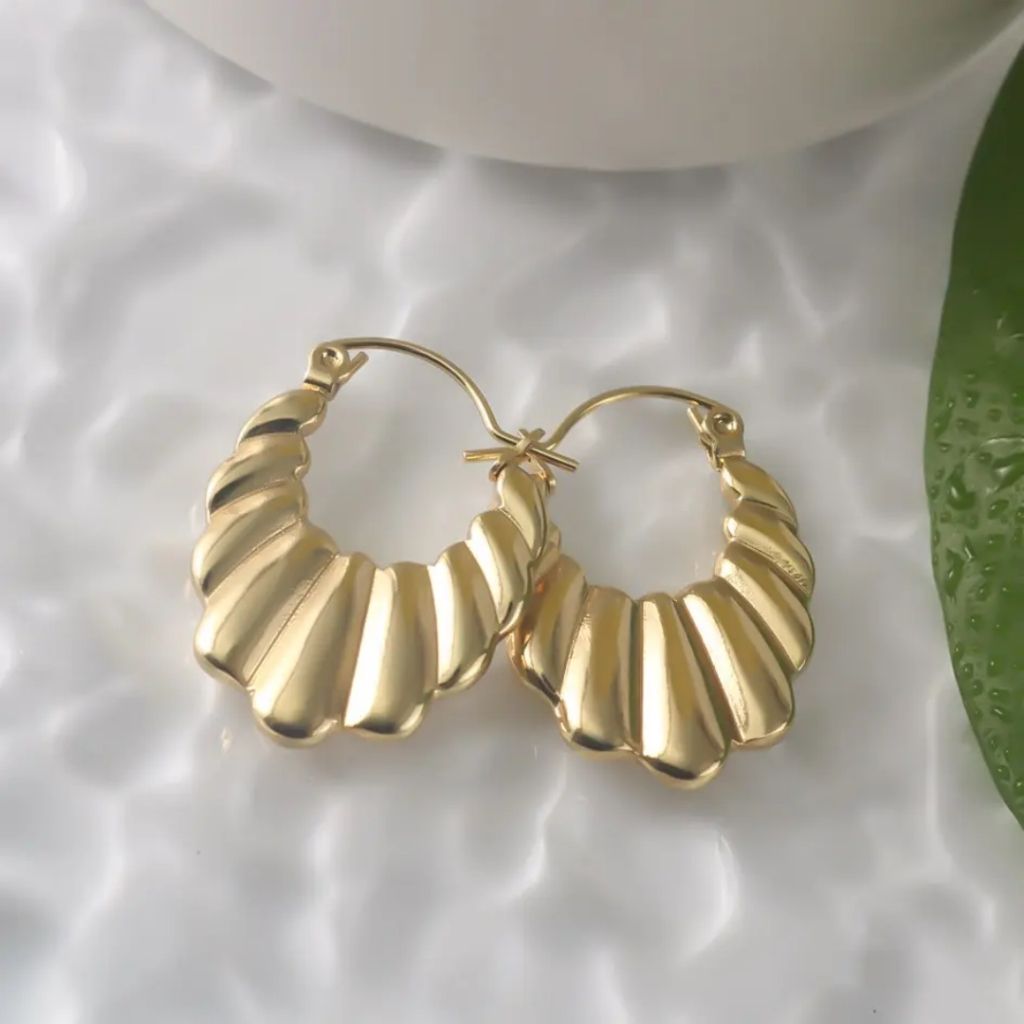 Golden Flick Hoops Earrings