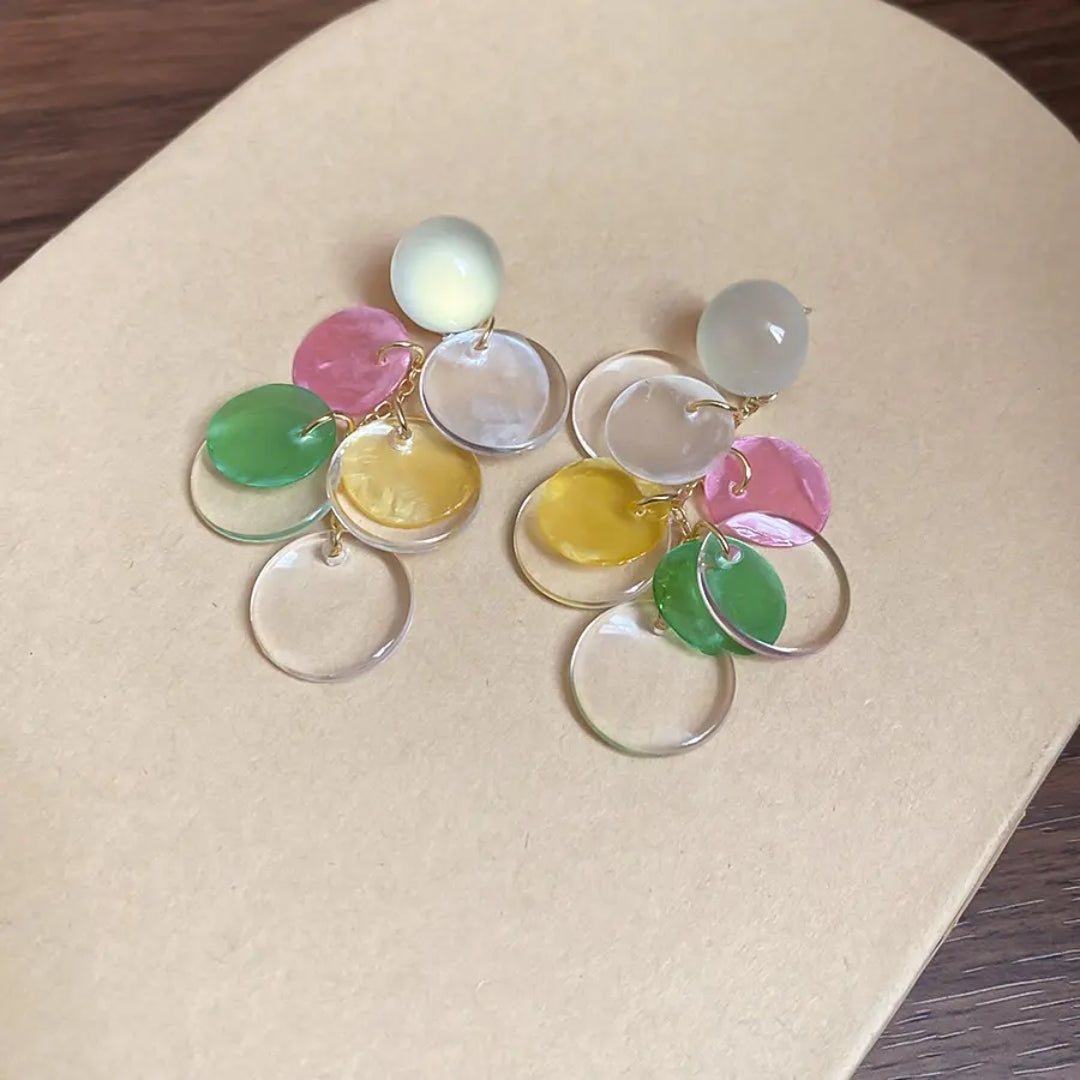 Rainbow Disc Statement Earrings