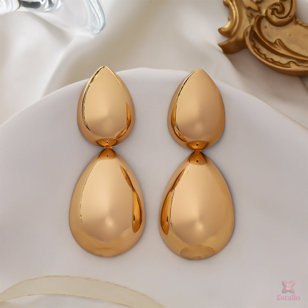 Blush Gold Dew Statement Earrings