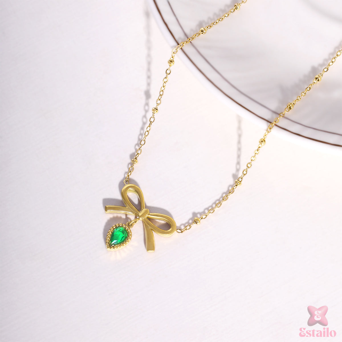Emerald Bow Necklace