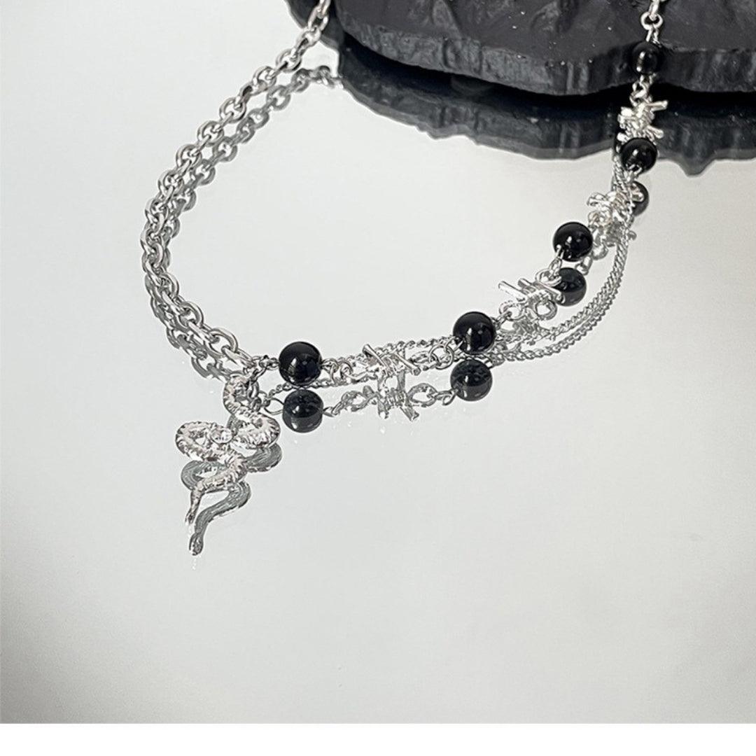 Bohemian Silver Snake Necklace