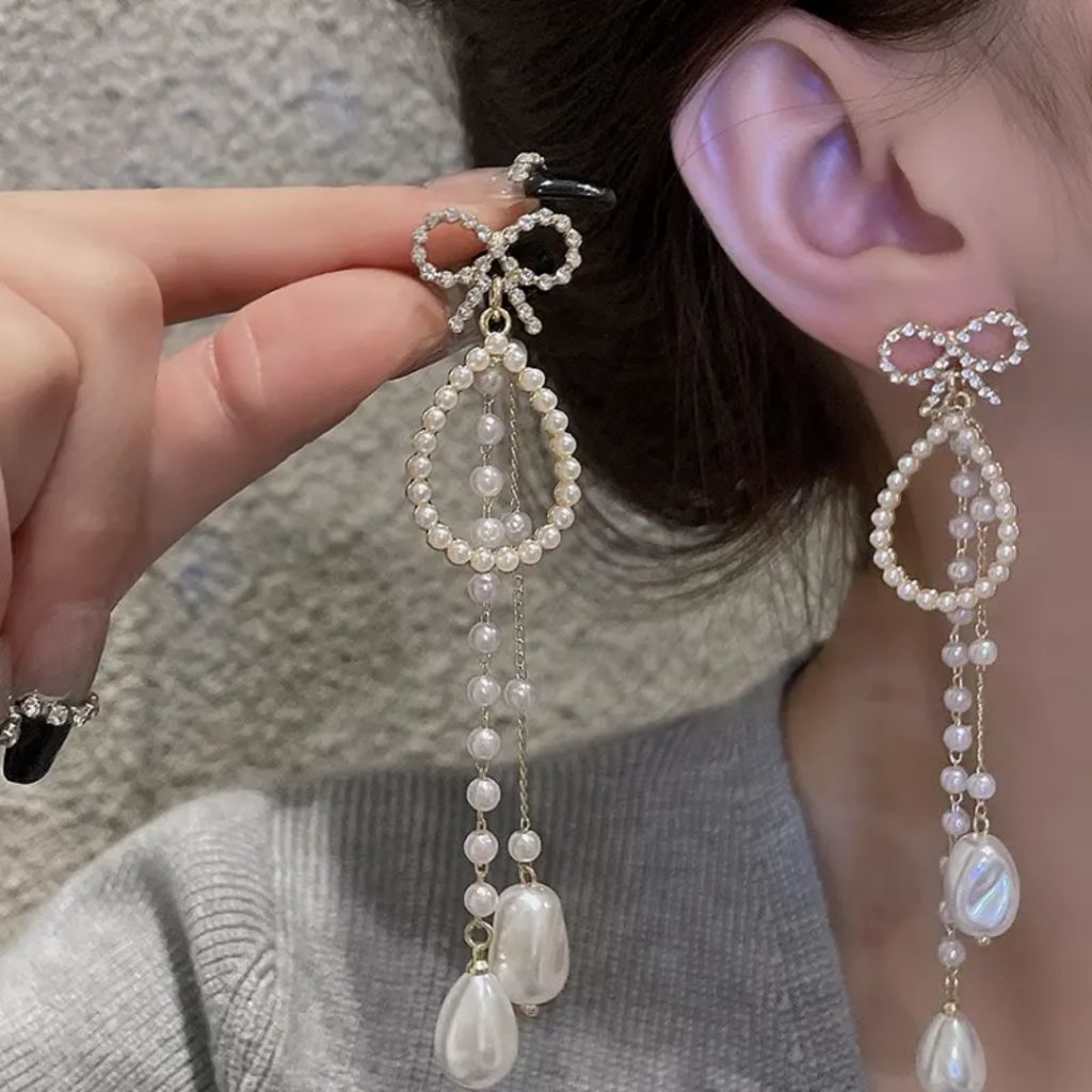 Coquette Pearl Bow Earrings