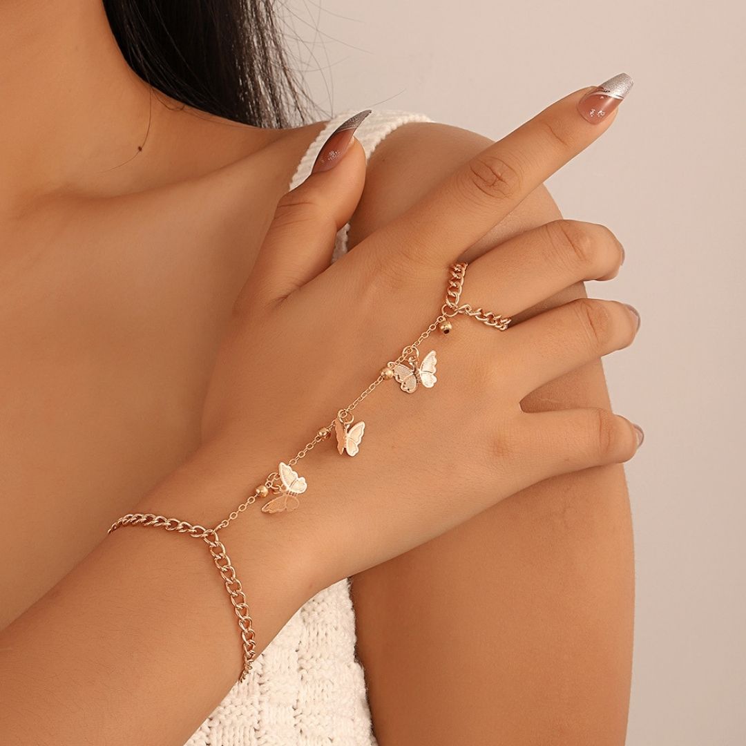 Mariposa Butterfly Hand Chain Bracelet