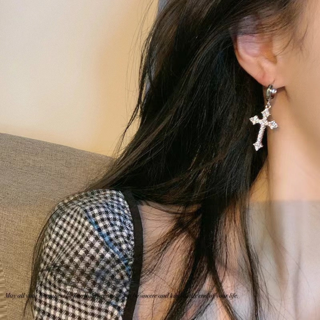 Divine Sparkle Cross Earrings