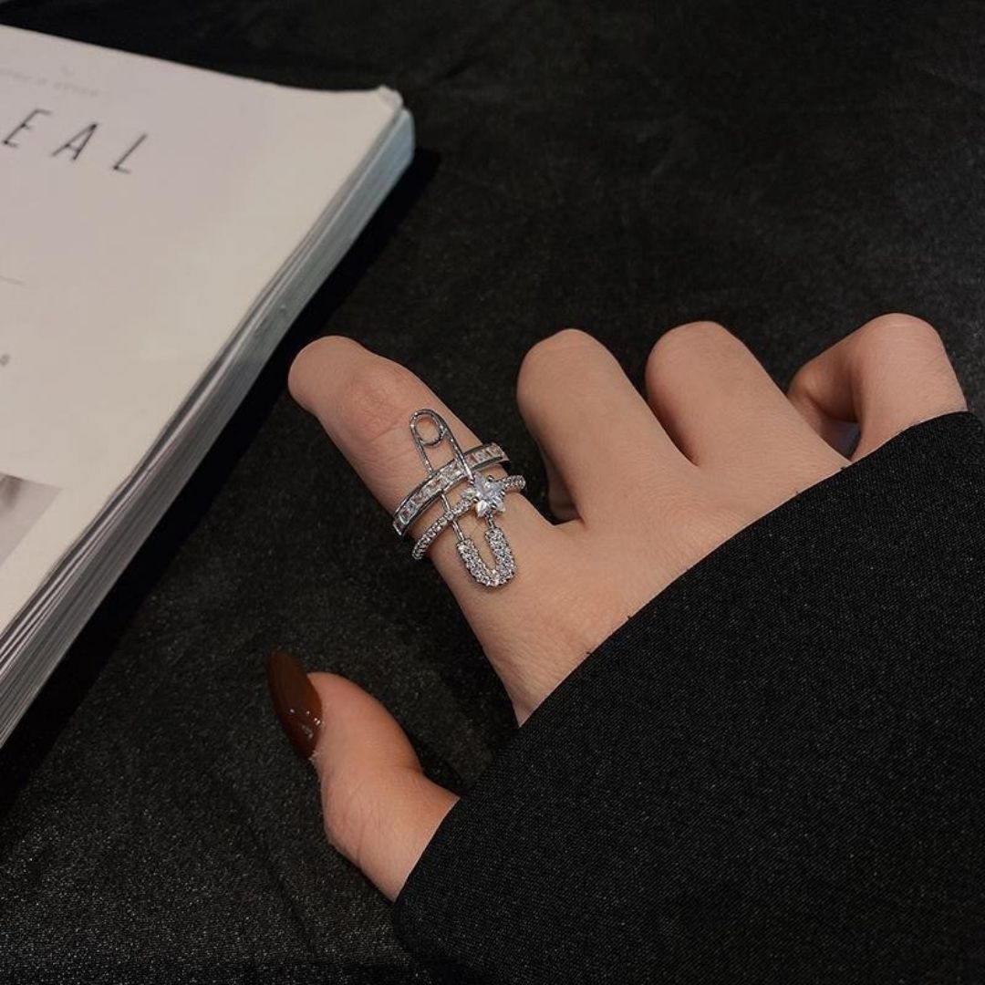 Zircon Safety Pin Ring