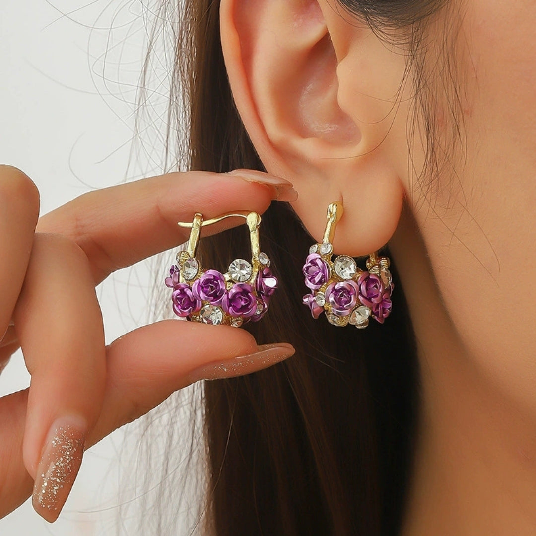 Lavender Bloom Hoops Earrings