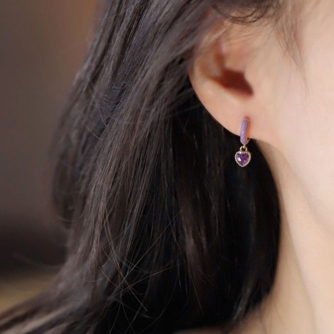 Lilac Heart Earrings