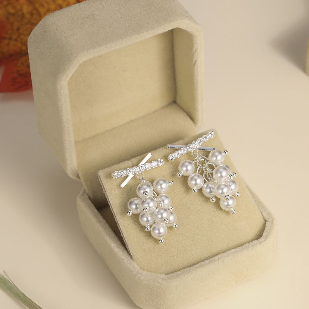Crystal Pearl Cascade Earrings