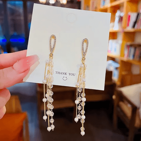 Cozy Crystal Long Chain Earrings