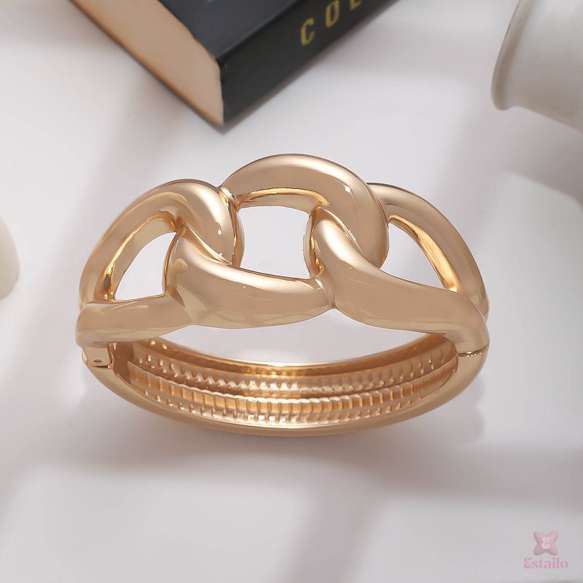 Gilded Linked Cuff Bracelet