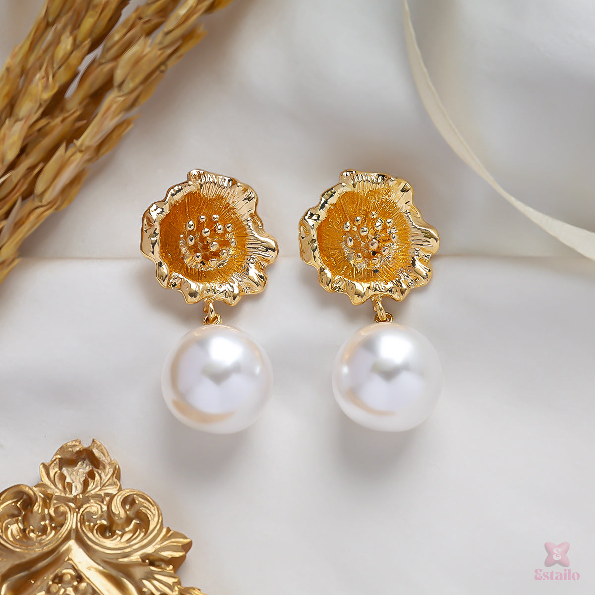 Baroque Pearl Flower Earrings