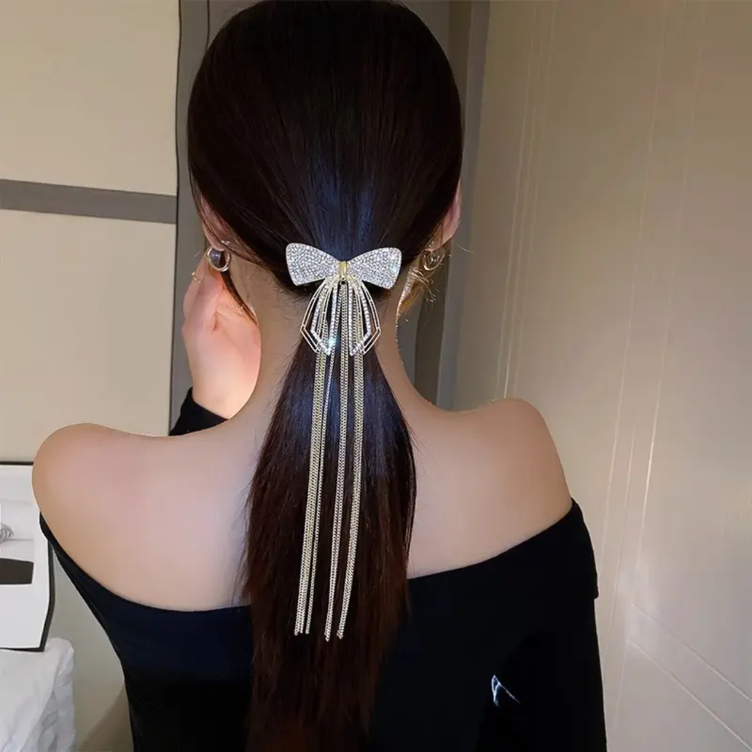 Glitter Bow Ponytail Clip