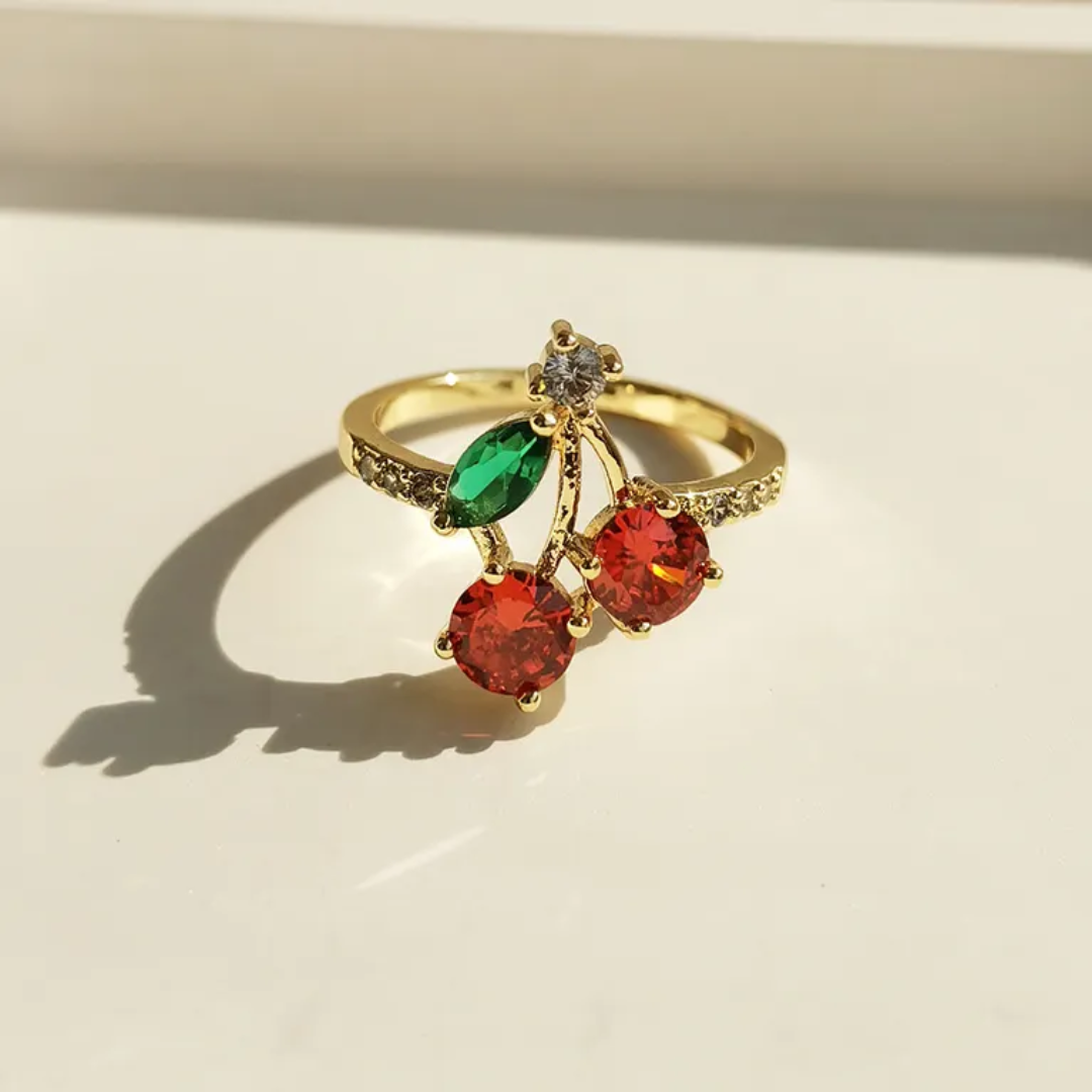 Ruby Cherry Charm Ring