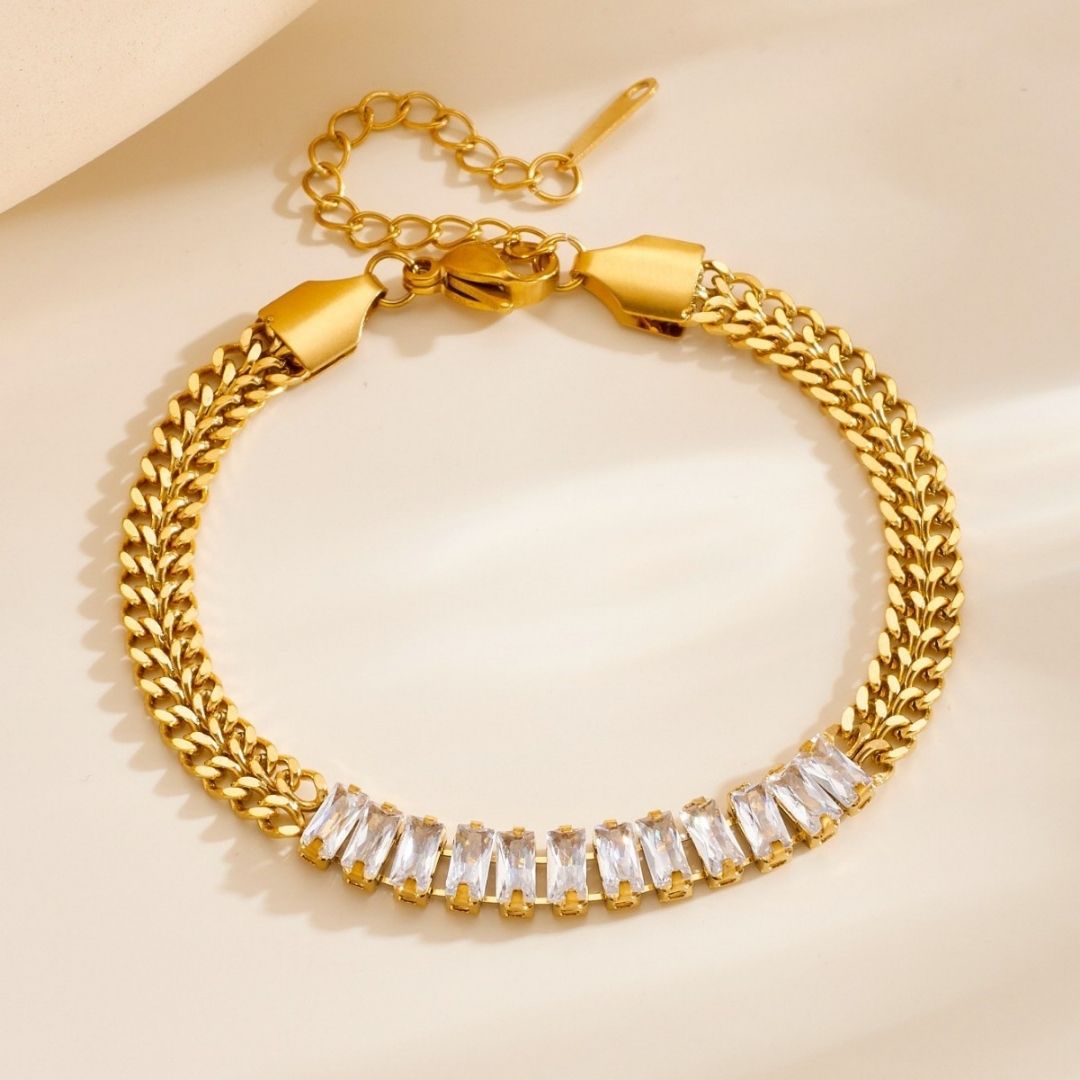 Linear Shimmer Cuban Bracelet