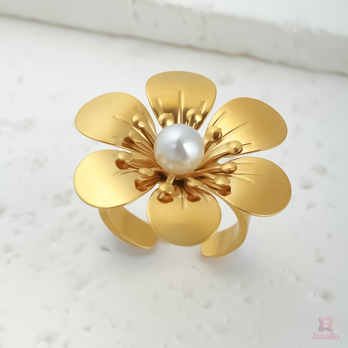 Pearl Bloomy Rose Ring