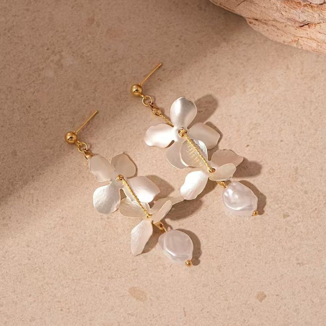 Elegant White Flower Earrings