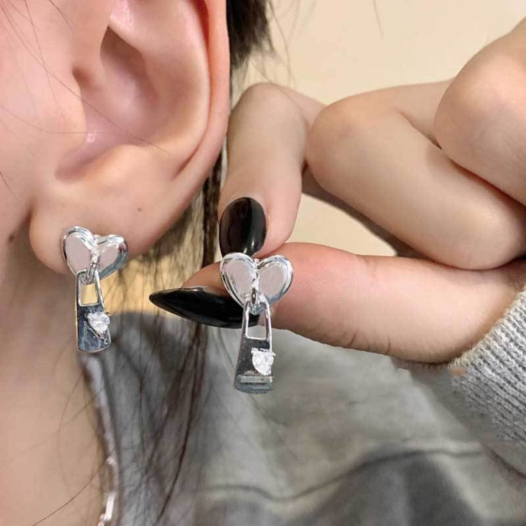 Locked-In Hearts Drop Earrings
