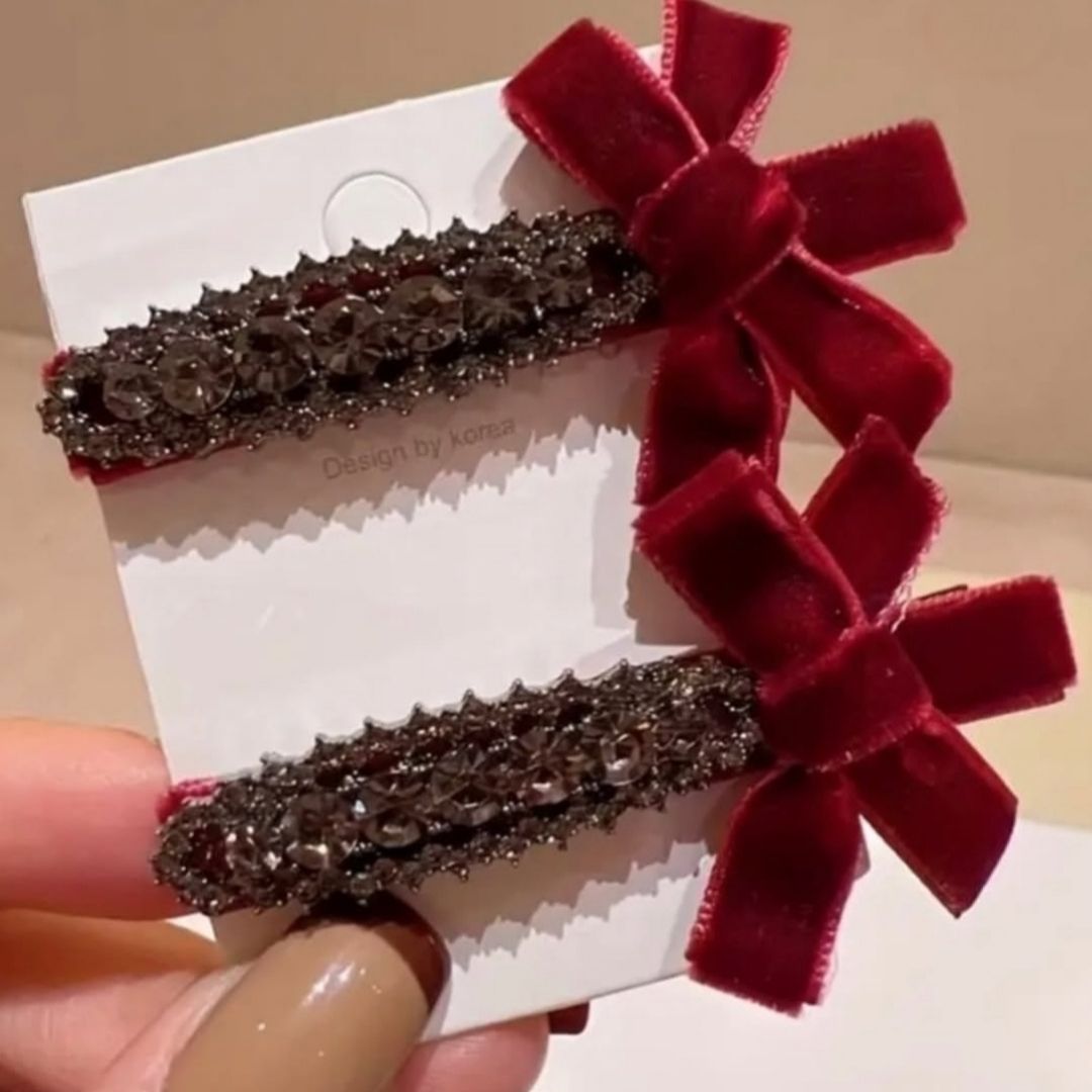 Velvet & Crystal Hair Clip (PACK OF 2)