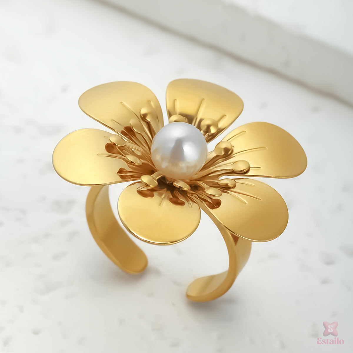 Pearl Bloomy Rose Ring