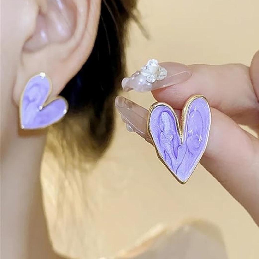 Lilac Heart Earrings