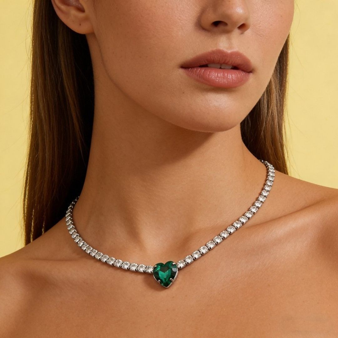 Emerald Amour Heart Necklace