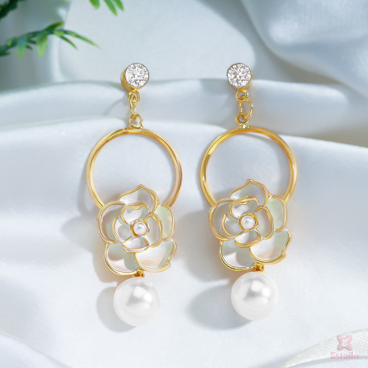 Camellia Pearl Earrings