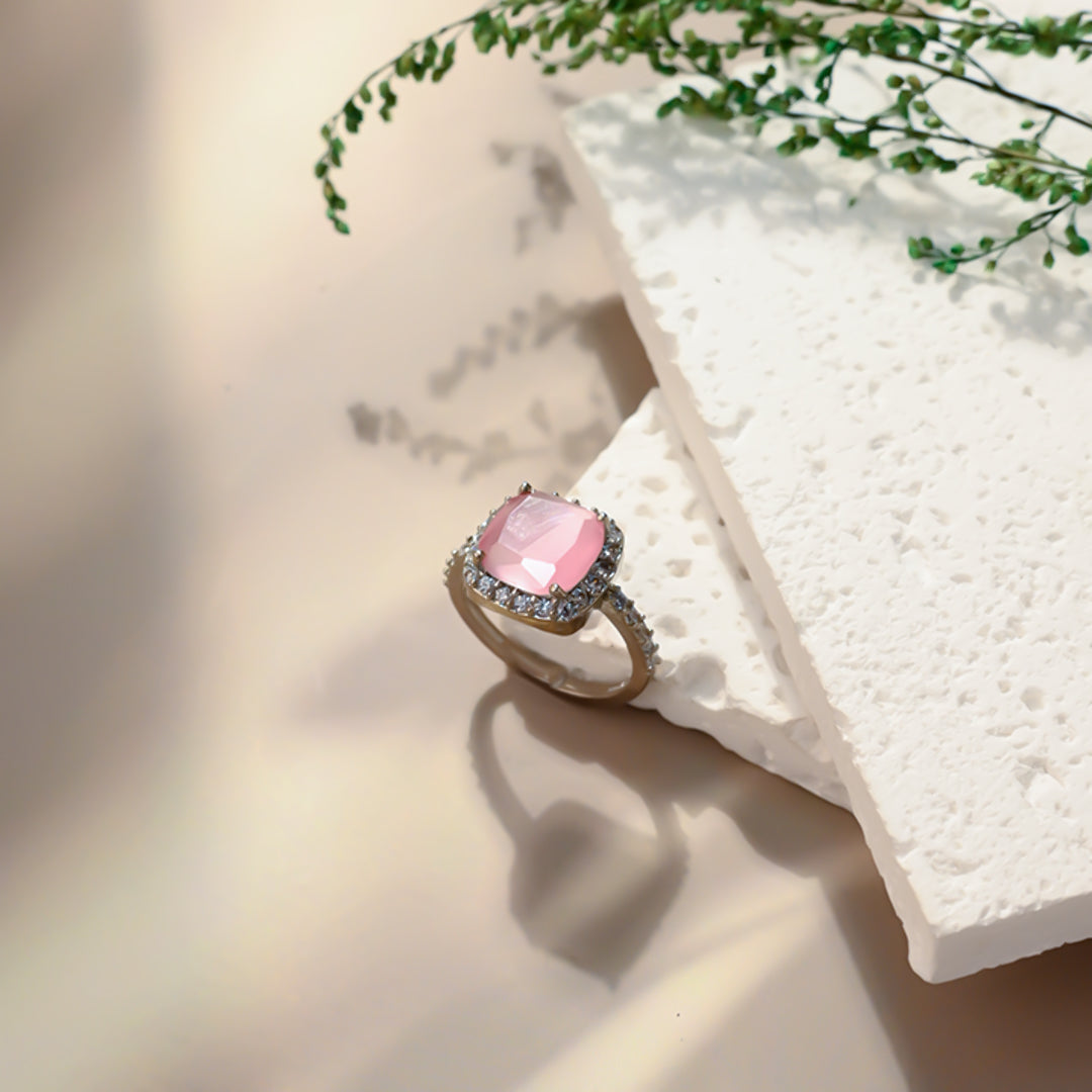 Square Pink Gem Ring