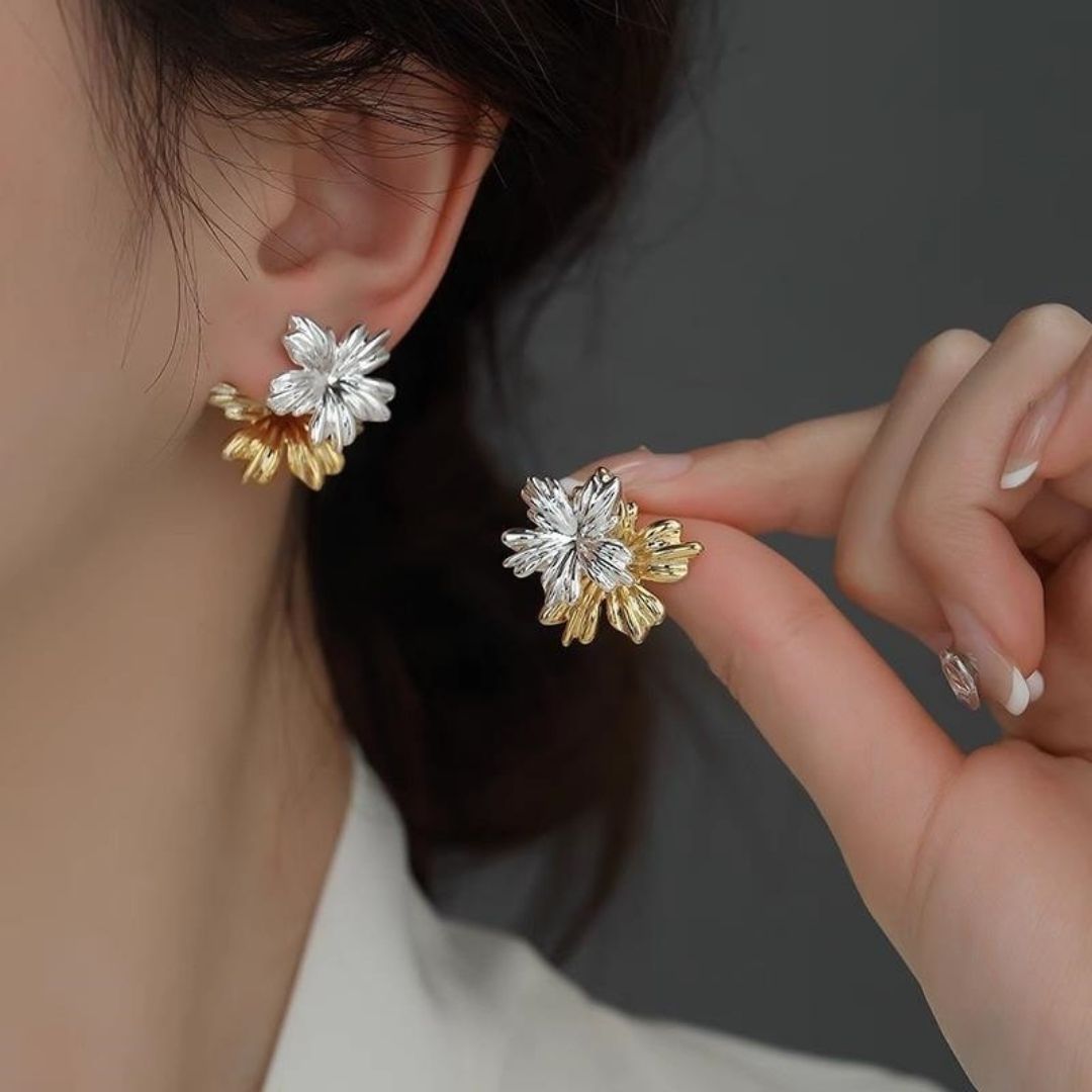 Two-Tone Petals Studs Earrings