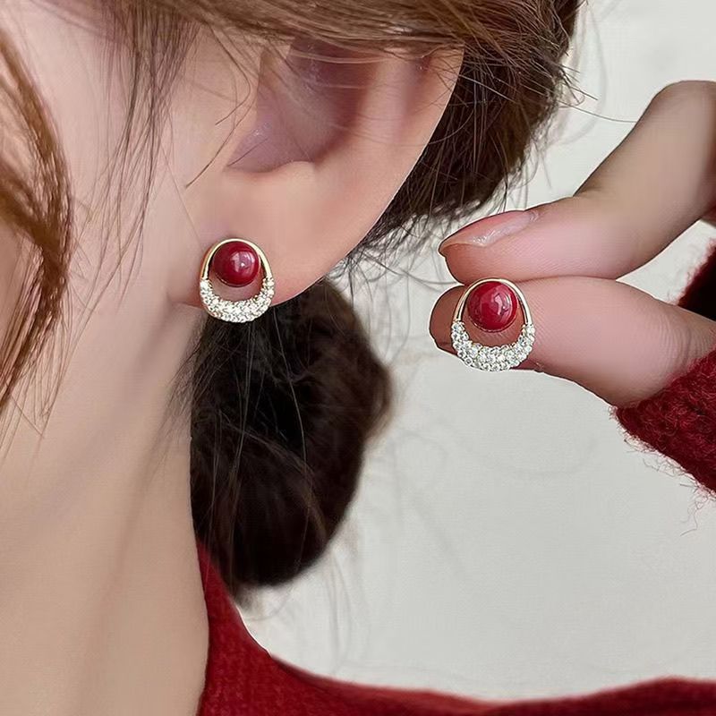 Garnet Glow Studs Earrings