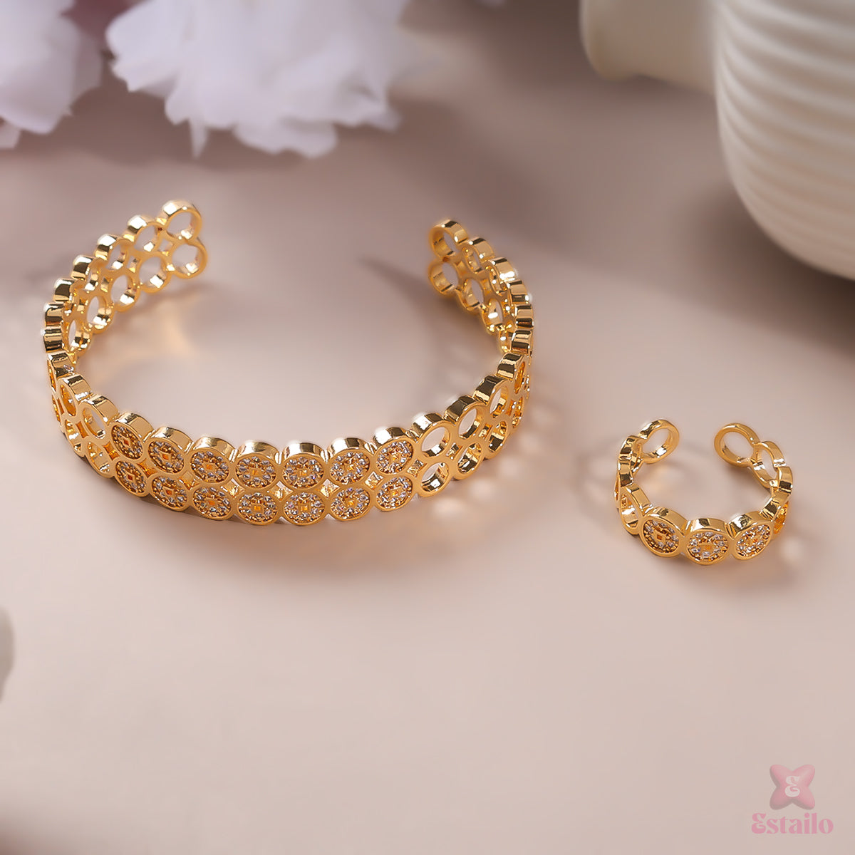 Golden Radiance Bracelet And Ring