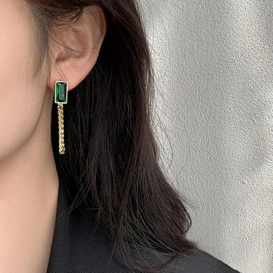 Gilded Green Chain Earrings