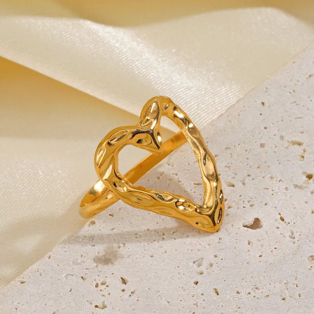 Open Heart Gold Ring