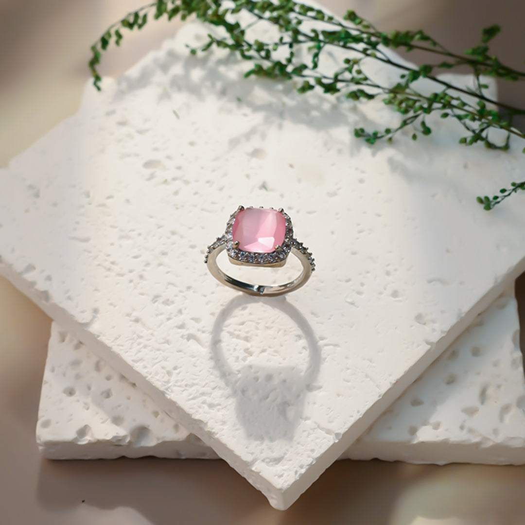 Square Pink Gem Ring
