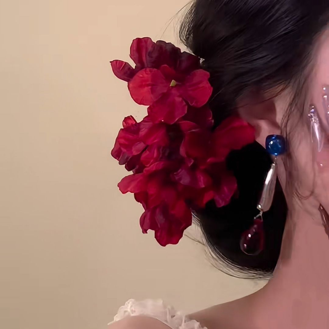 Crimson Orchid Hair Pin