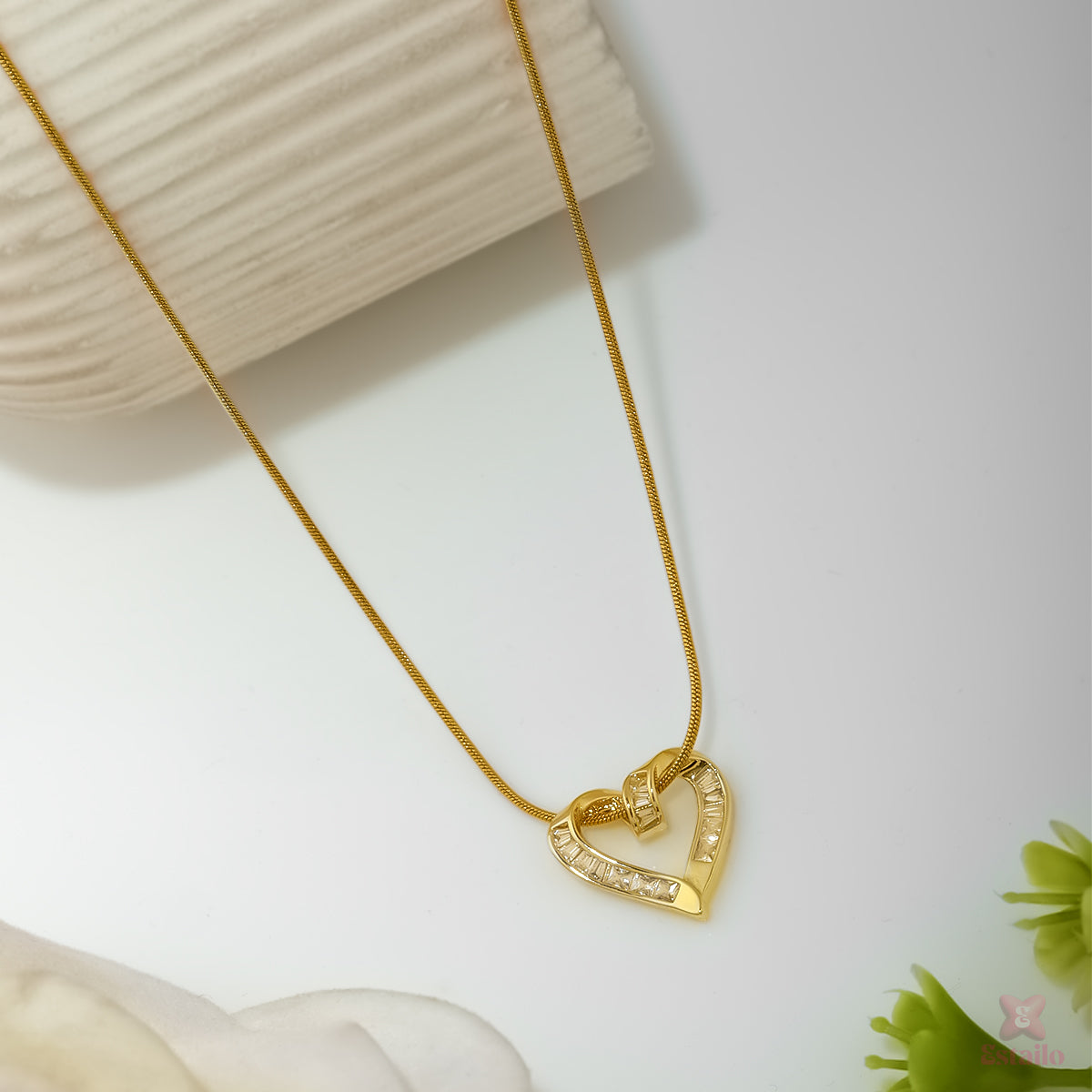 Gold Heart Gem Necklace