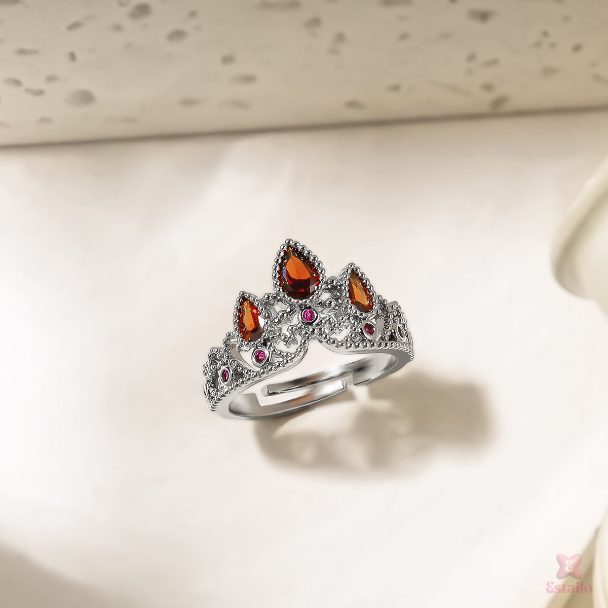 Garnet Crown Ring