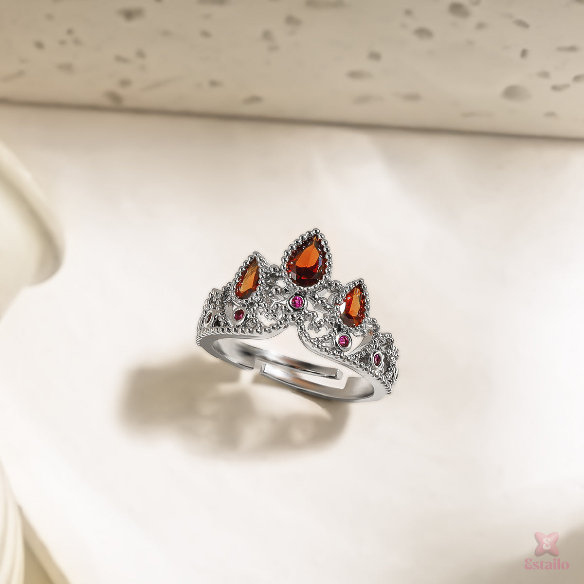 Garnet Crown Ring