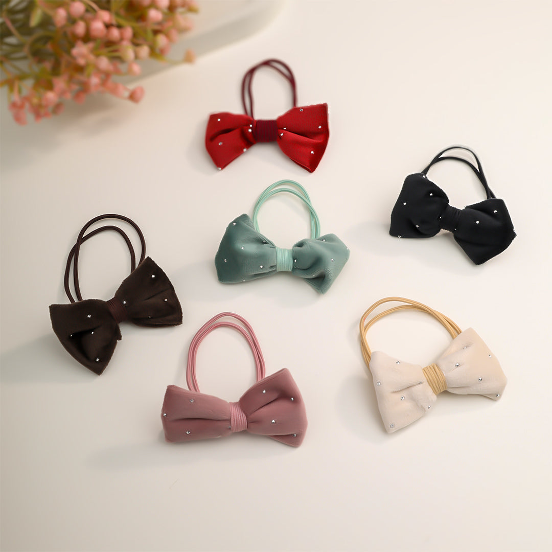 Rhinestone Bow Hair Rubber (pack of 2)