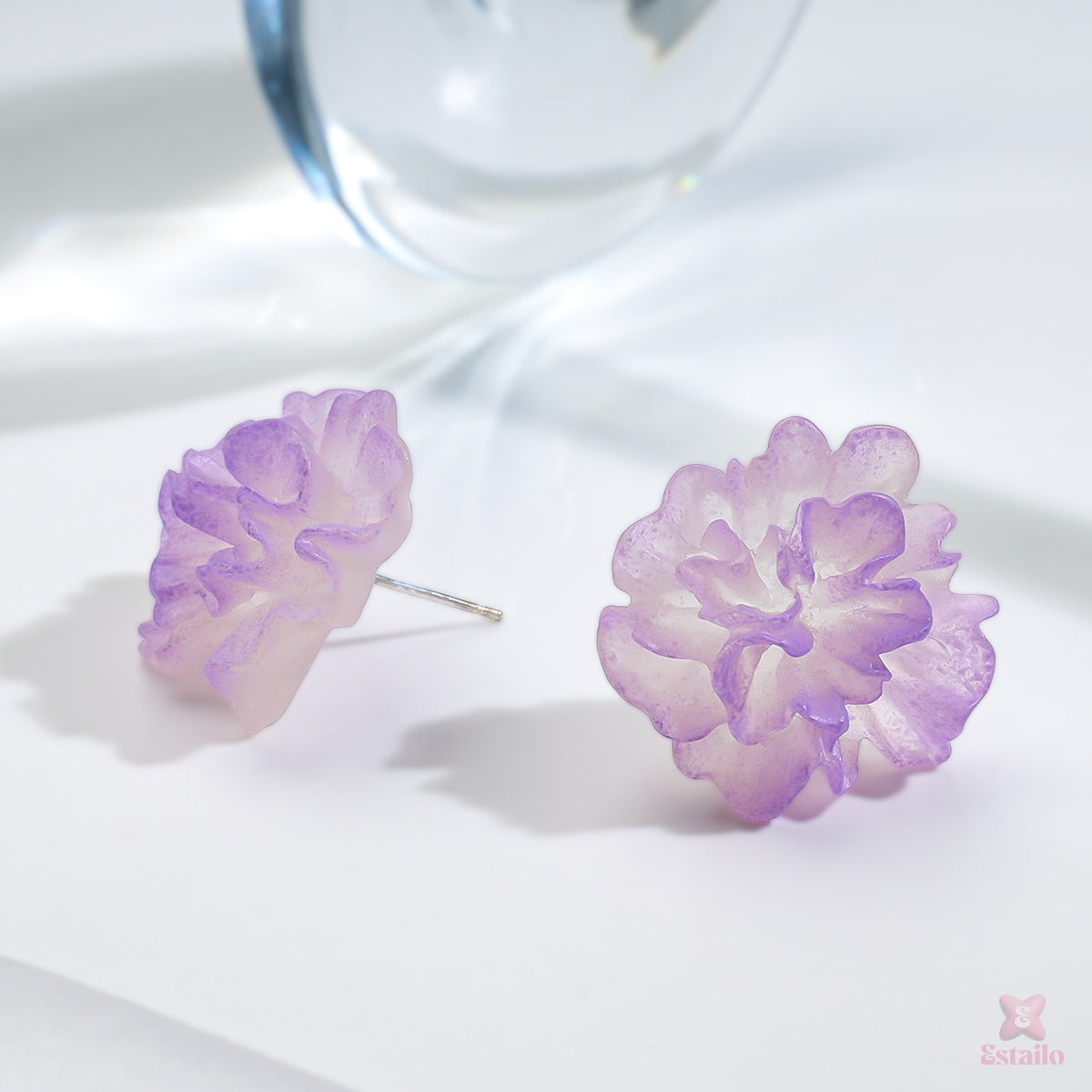Purple Rose Studs Earrings