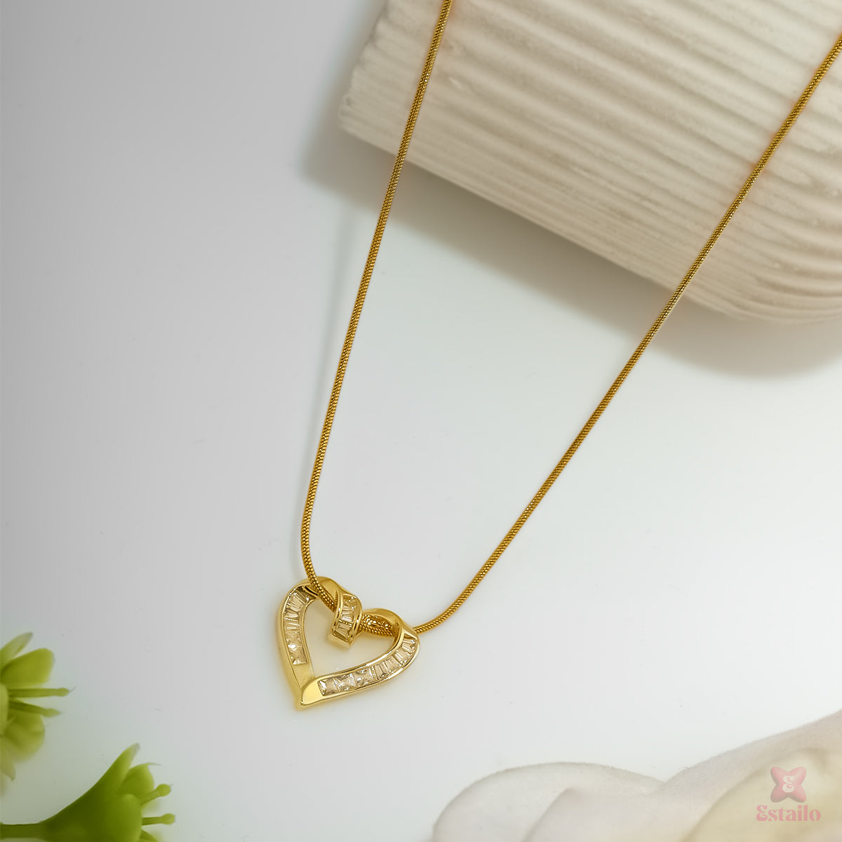 Gold Heart Gem Necklace