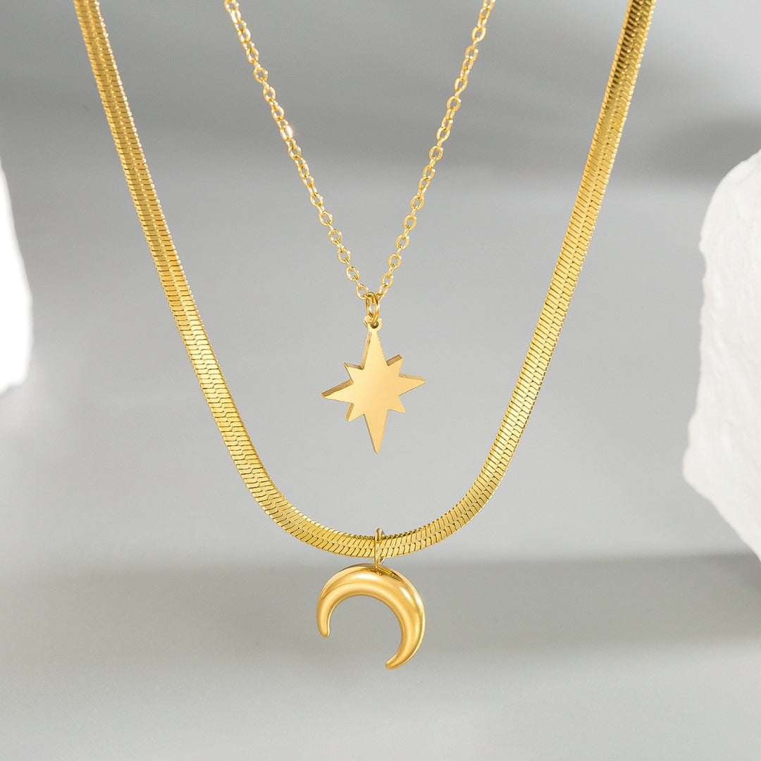 Twinkle & Crescent Duo Necklace