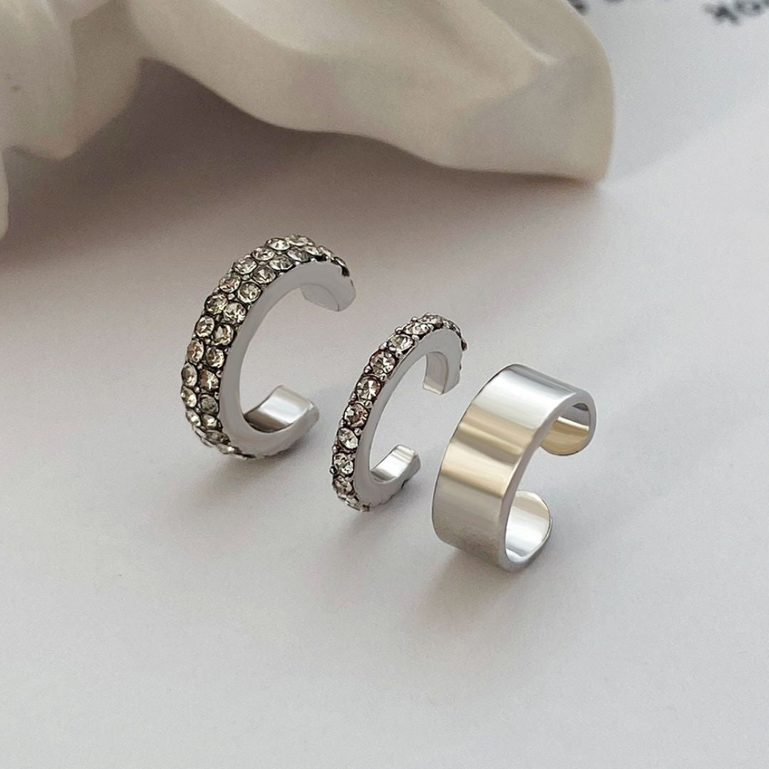 Silver Silk Cuffs Earrings