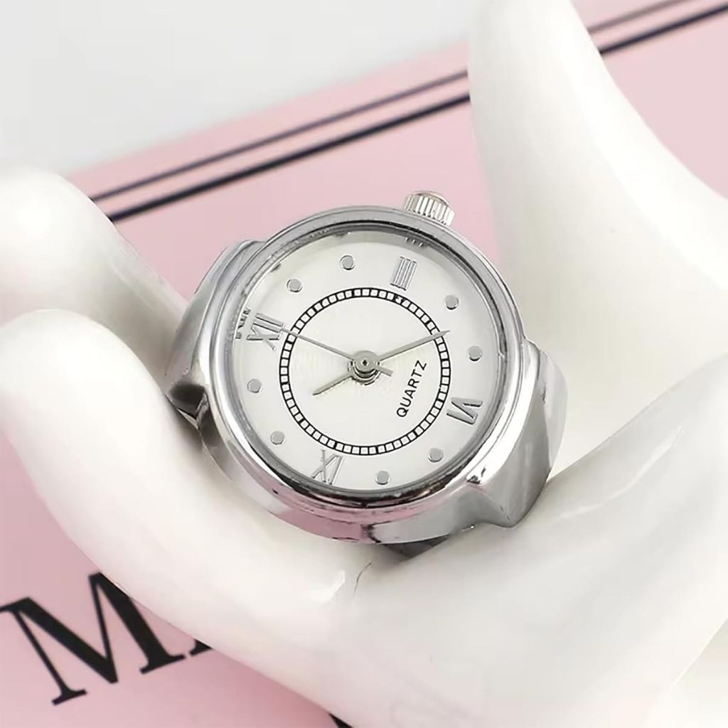 Retro Clock Silver Ring